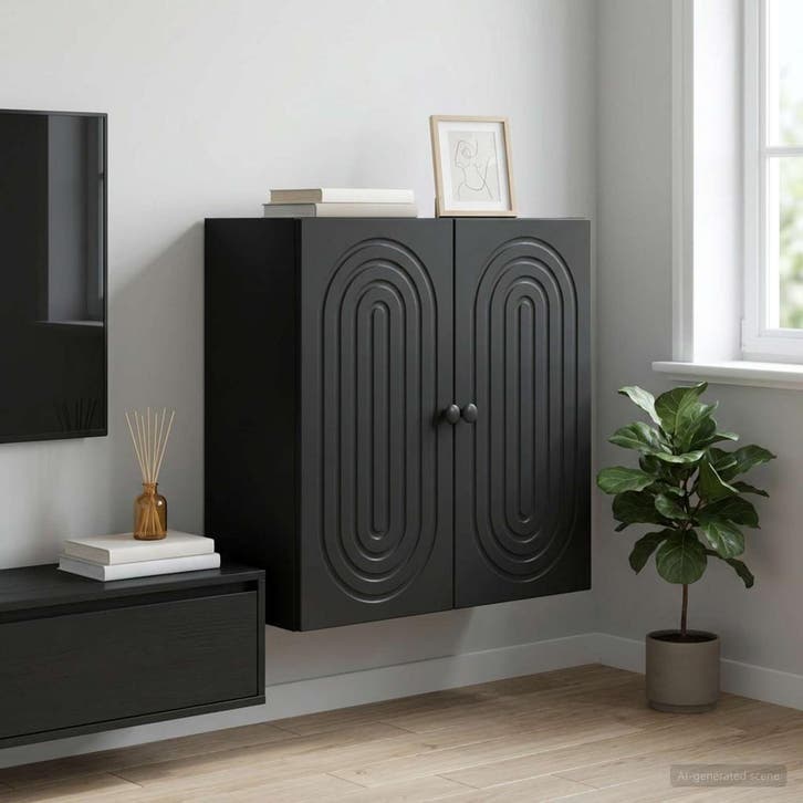 vidaXL Wandkast Zwart 59 x 31 x 60 cm Bewerkt hout, Huis en Inrichting, Kasten | Overige, Nieuw, Verzenden