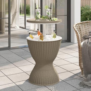 vidaXL IJskoeltafel 3-in-1 polypropeen lichtbruin, Verzenden, Nieuw