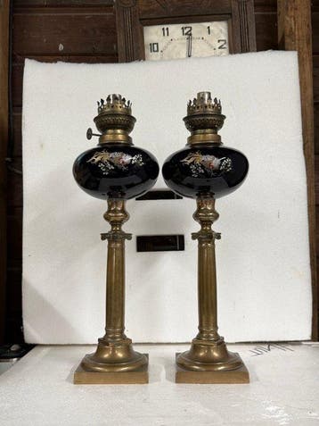 Pair of Oil Lamps, 19th Century - Petroleumlamp (2) -