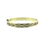 Gouden slavenarmband met gravures, Handtassen en Accessoires, Armbanden, Ophalen of Verzenden, Gebruikt, Overige kleuren, Goud