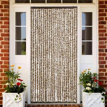 vidaXL Vliegengordijn 100x220 cm chenille beige en bruin, Doe-het-zelf en Bouw, Verzenden, Nieuw