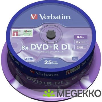 Verbatim DVD+R DL 8X 25st. Spindle, Verzenden