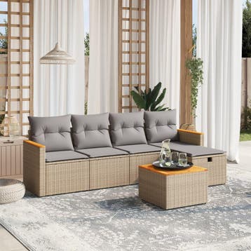 vidaXL 6-delige Loungeset met kussens poly rattan gemengd, Verzenden, Loungeset