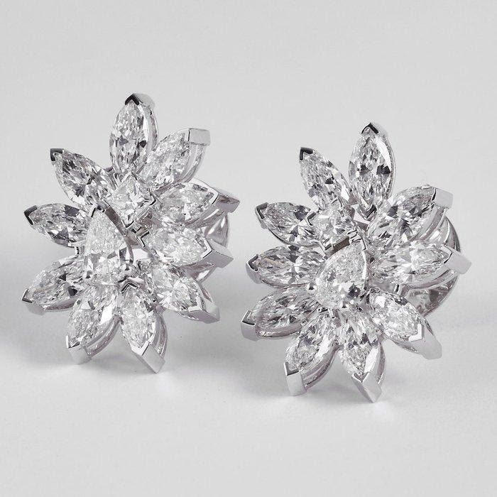 Boucles doreilles cloutées - 14 carats Or blanc - 3.57ct., Handtassen en Accessoires, Antieke sieraden
