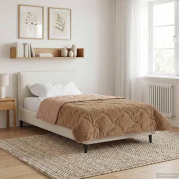 vidaXL Zomer Deken Taupe 135 x 200 cm Microvezel en Teddy, Verzenden, Nieuw