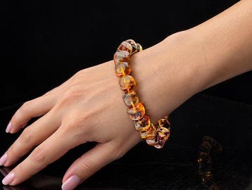 Statement Baltic Amber Armband – Premium Cognac-, Honing- en