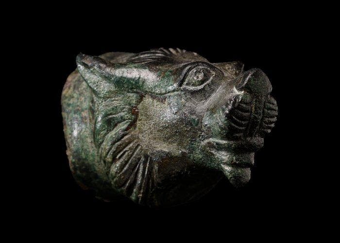 Oud-Romeins Leeuwenkop in brons - 4.5 cm, Collections, Minéraux & Fossiles