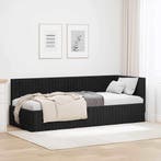 vidaXL Hoek Bed Frame met hoofdeinde Zwart 80 cm x 200 cm, Huis en Inrichting, Slaapkamer | Bedden, Verzenden, Nieuw