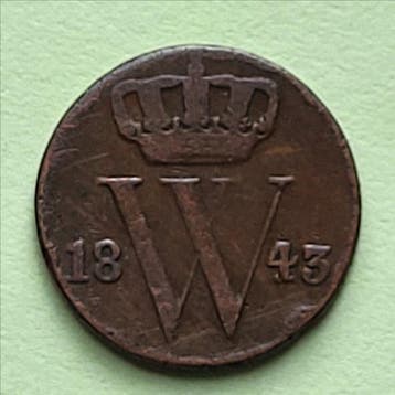 Nederland. Willem II. 1/2 Cent 1843 en 1846 (Zonder