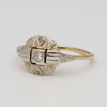 Ring - 18 karaat Geel goud, Witgoud Diamant (Natuurlijk) -, Nieuw