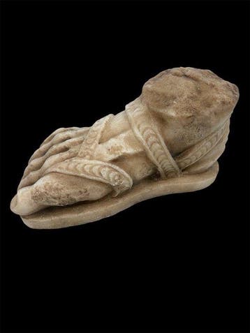 sculptuur, Piede antico in marmo - 14 cm - Marmer