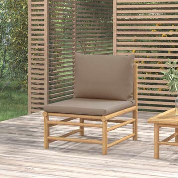 vidaXL Tuinmiddenbank met kussens bamboe taupe, Verzenden