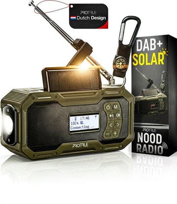 2dekans | Noodradio Solar Opwindbaar - DAB+ / FM Nood Radio, Ophalen of Verzenden