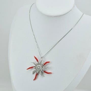 Bloedkoraal - Zilver - Ketting met hanger - CORALLO, Antiek en Kunst