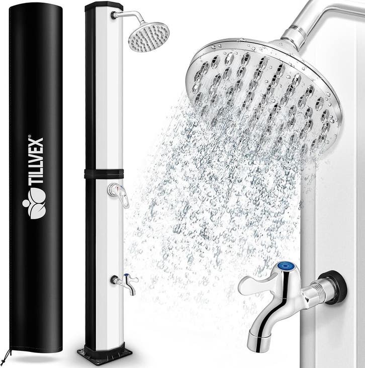 Buitendouche - Tuindouche - Zonneenergie - 60L - Zilver - Ti, Doe-het-zelf en Bouw, Sanitair, Nieuw, Verzenden
