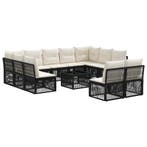vidaXL Tuinbank Set 12 pcs Zwart poly rattan, Verzenden