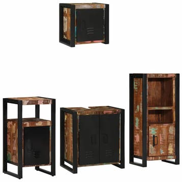 vidaXL Badkamermeubel Set 4 st Veelkleurig en Zwart, Huis en Inrichting, Verzenden, Nieuw