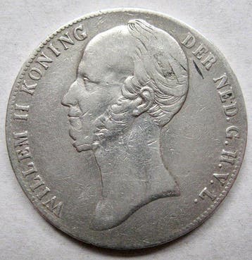 Nederland. Willem II. 2 1/2 Gulden 1845 b - Schaarse variant
