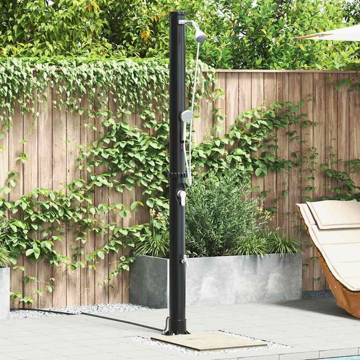 vidaXL Buiten Zonne-douche 20 l PVC en Aluminium Zwart, Tuin en Terras, Zwembaden, Nieuw, Verzenden