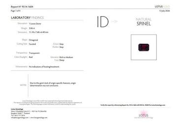 1 pcs Rood Spinel - 5.06 ct - Lotus Gemology - Geen, Nieuw