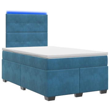 vidaXL Boxspringbed met matras Blauw 120 x 190 cm Fluweel, Verzenden