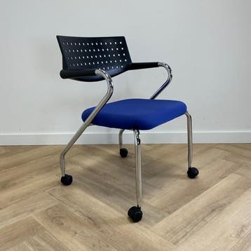 Vitra Visaroll Design vergaderstoel,  blauw - zwart, Huis en Inrichting, Gebruikt, Zwart, Eén