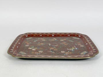 Dienblad - Cloisonné, met vlinderdecor