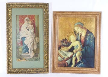 Icoon - Madonna met Jezus - Afdrukken in een houten lijst -
