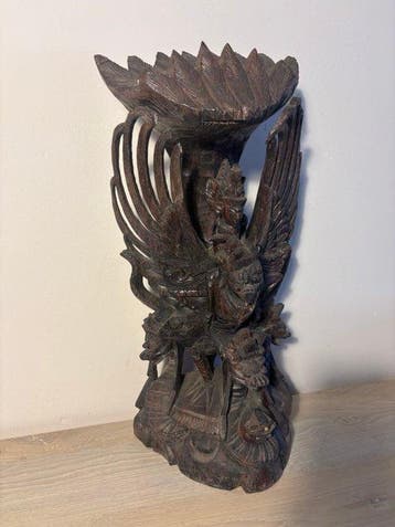 sculpture en bois balinaise taillée à la main / vase – style, Antiek en Kunst