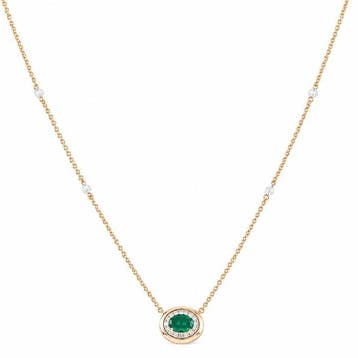 Halsketting - 14 karaat Geel goud - 1.00ct. tw. Smaragd -