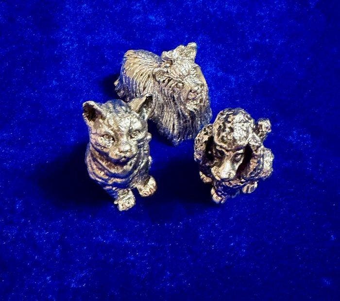 Laminato AG / R. Argento - Beeldje - Poodle/Yorkshire, Antiquités & Art, Antiquités | Argent & Or