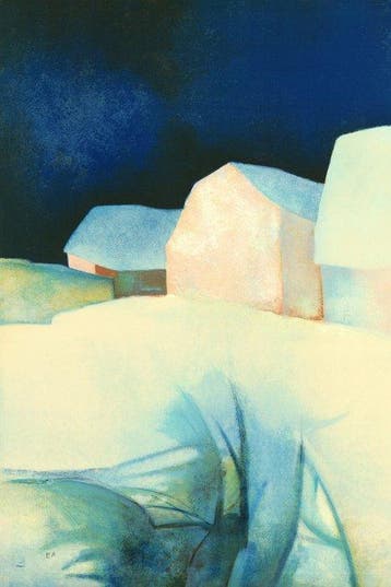 Claude Gaveau (1940) - Hameau enneigé - Grand Format