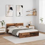 vidaXL Bedframe met hoofdeinde Oud Hout 135 x 190 cm Bewerkt, Verzenden