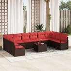 vidaXL Bankstel met kussen 11 pcs Bruin poly rattan, Verzenden