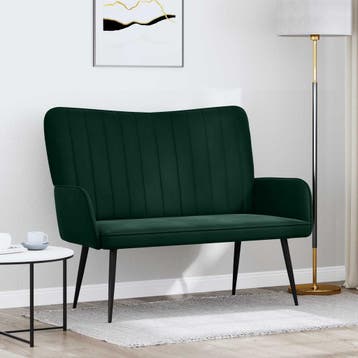 vidaXL 2-Zits Sofa Donkergroen 115 x 61 x 87 cm fluweel, Verzenden, Nieuw