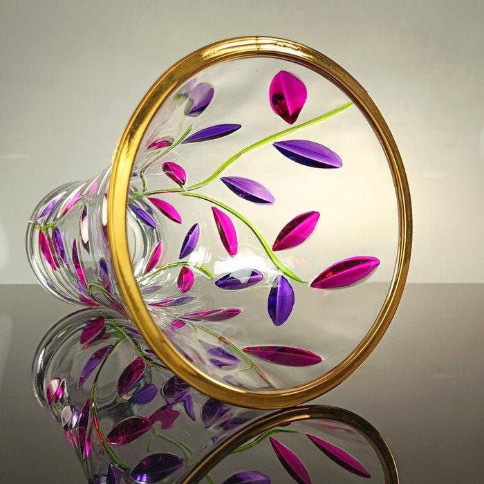 Secoloventesimo - Vaas - Vaas met lenteblaadjes - 24 kt goud, Antiquités & Art, Antiquités | Verre & Cristal