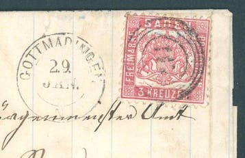 Baden 1866 - NmSt. 117 voor Gottmadingen (in gebruik vanaf, Postzegels en Munten, Gestempeld