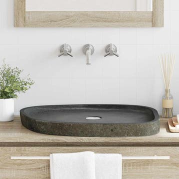 vidaXL Wastafel Grijs 65 x 50 x 6 cm Riverstone, Verzenden
