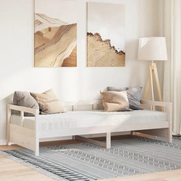 vidaXL Slaapbank met matras 90x200 cm massief grenenhout wit, Verzenden, Nieuw