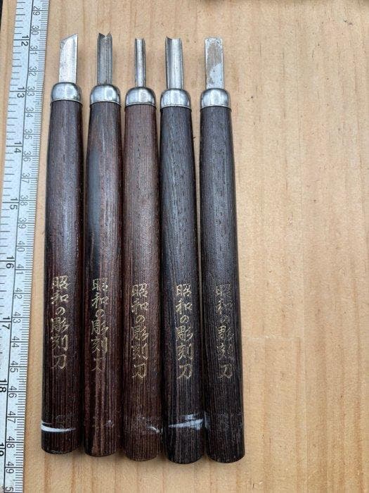 Snijwerk, Japanese Wood Carving knives YC184  wood, Antiek en Kunst, Curiosa en Brocante