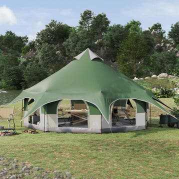 vidaXL Familietent 10-persoons Groen 185T Polyester met PU, Caravans en Kamperen, Verzenden, Nieuw