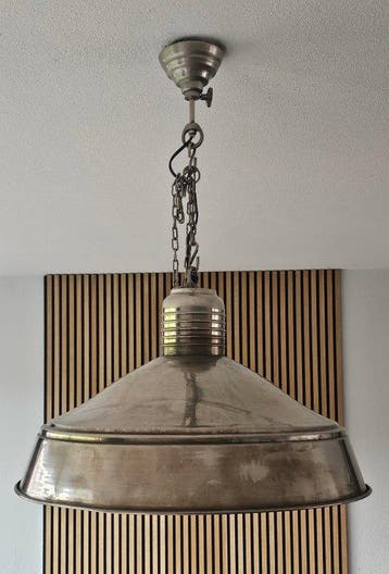 Plafondlamp - Vernikkeld messing, Staal - Industriële art, Antiek en Kunst