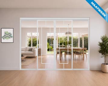 Dubbele stalen Schuifdeuren met koofsysteem en glaspanelen W, Doe-het-zelf en Bouw, Nieuw, Metaal, Inclusief glas