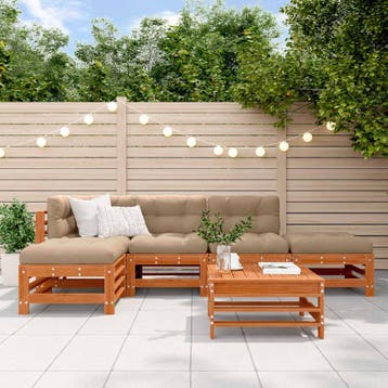 vidaXL Tuin loungeset 5 st Wasbruin Massief grenenhout, Verzenden, Nieuw, Loungeset