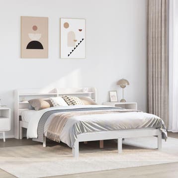 vidaXL Bedframe met hoofdeinde zonder matras 140x200 cm wit, Verzenden, Nieuw