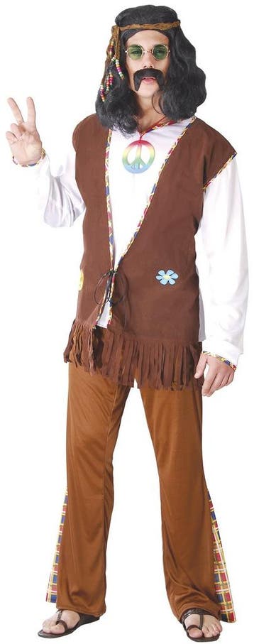 Hippie 60S Kostuum Bruin Wit Heren, Verzenden