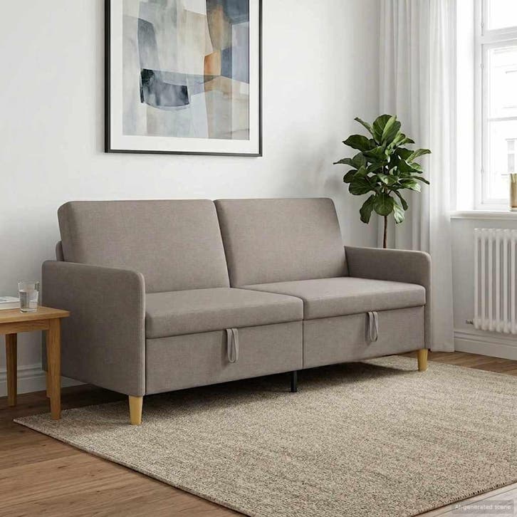 vidaXL Sofa met Opbergruimte Taupe 192 x 78 x 87 cm, Huis en Inrichting, Zetels | Zetels, Nieuw, Verzenden