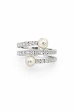 Bague tendance - 18 carats Or blanc - 1.14ct. tw. Perle -