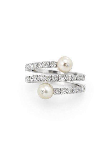 Bague tendance - 18 carats Or blanc - 1.14ct. tw. Perle -, Bijoux, Sacs & Beauté, Bijoux anciens