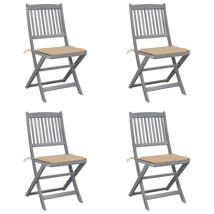 vidaXL Tuinstoelen 4 st inklapbaar met kussens massief, Jardin & Terrasse, Chaises de jardin, Envoi